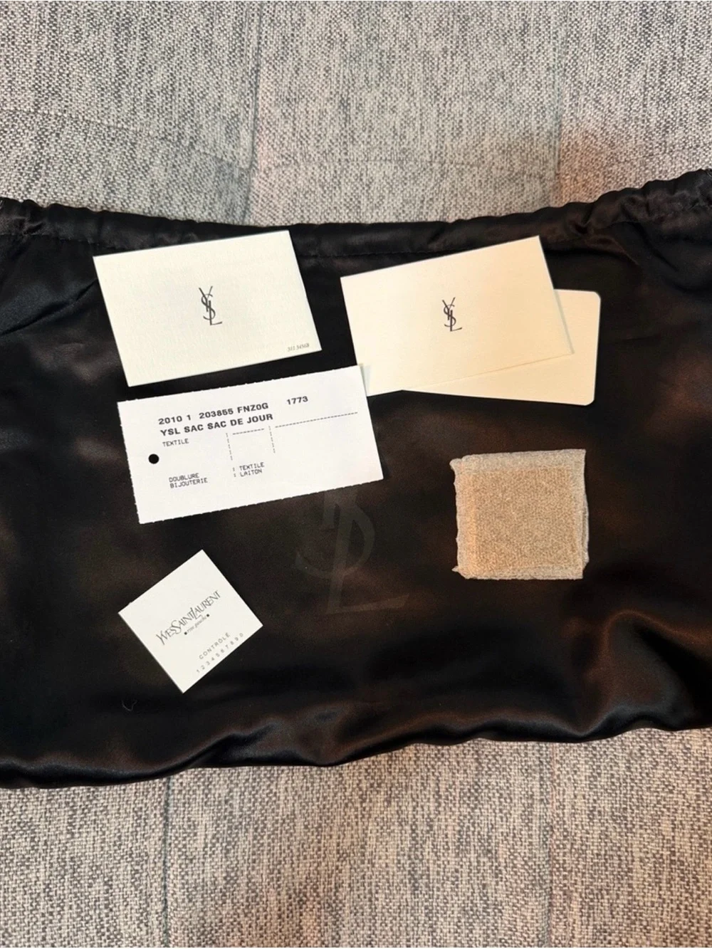 Saint Laurent Olive Brown YSL Embossed Leather Clutch